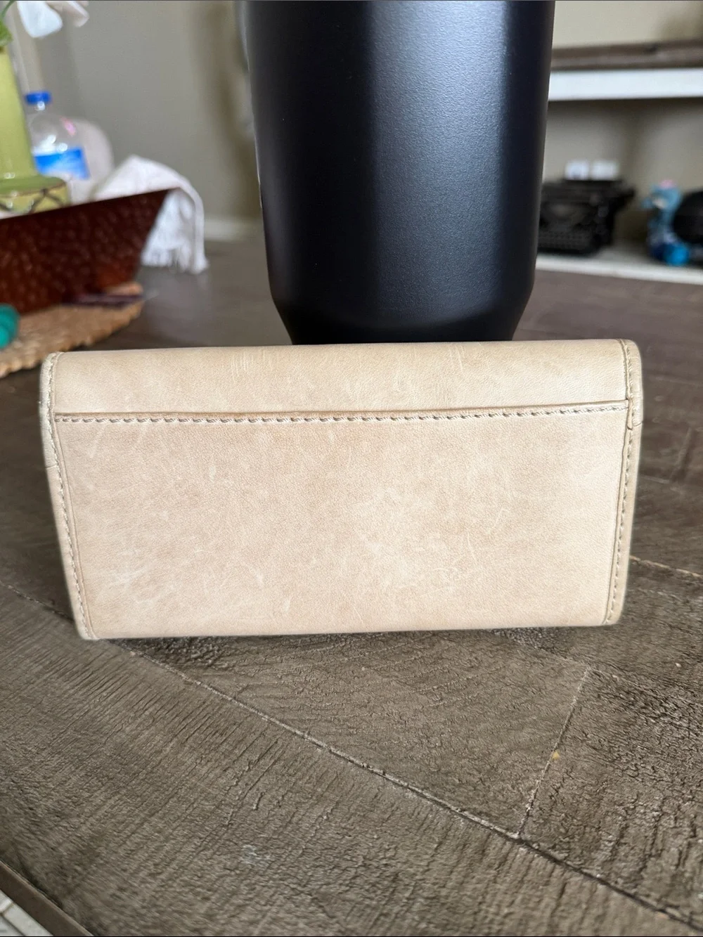 Frye Light Beige Leather Fold-Over Wallet - Picture 2 of 13